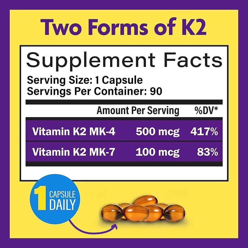 OEM Full Spectrum Vitamine K2 Softgels met 600 mcg Transvorm Ondersteunt Algemene Gezondheid en Botsterkte Vitamine K2 Supplement