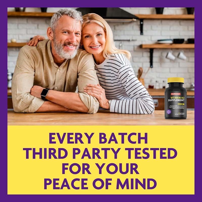 OEM Full Spectrum Vitamine K2 Softgels met 600 mcg Transvorm Ondersteunt Algemene Gezondheid en Botsterkte Vitamine K2 Supplement