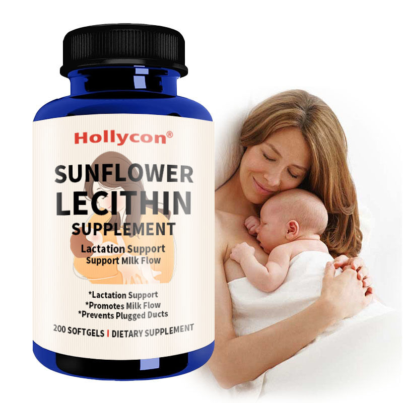 OEM Zonnebloem Lecithine Softgels 1200mg Ondersteuning Borstvoeding Melkproductie Verstopte Melkkanalen Zonnebloem Lecithine Supplement