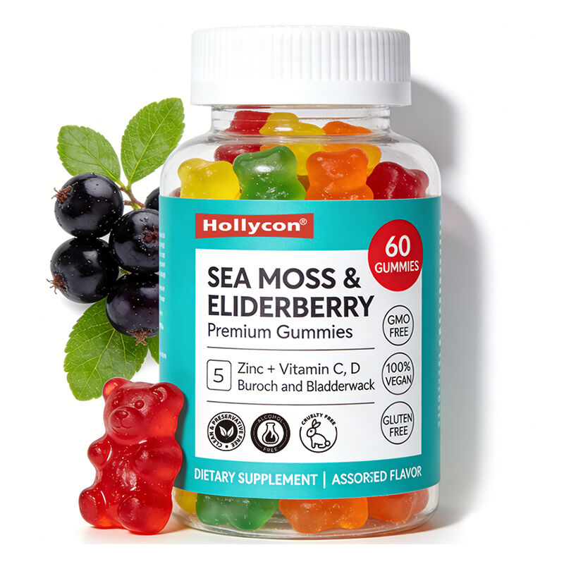 ODM OEM Op maat gemaakte zeewier Gummy Candy Elderberry Candy Vitamine C D + Zink Gummy Candy Seaweed Burdock Root Vegetarische Gummy
