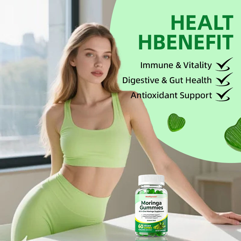 All in One Moringa Supplement voor Immuun & Vitaliteit Vertering & Darm Gezondheid Antioxidant Ondersteuning Moringa Gummies
