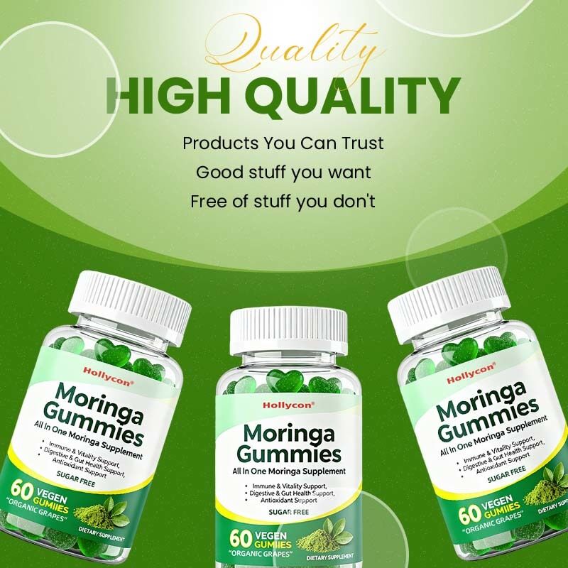 All in One Moringa Supplement voor Immuun & Vitaliteit Vertering & Darm Gezondheid Antioxidant Ondersteuning Moringa Gummies