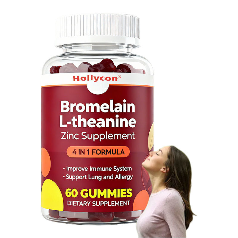 Privélabel Bromelaïne L-theanine Zink Supplement Veganische supplementen voor kinderen Volwassenen Quercetine Gummies