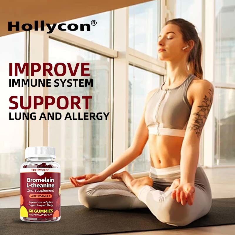 Privélabel Bromelaïne L-theanine Zink Supplement Veganische supplementen voor kinderen Volwassenen Quercetine Gummies