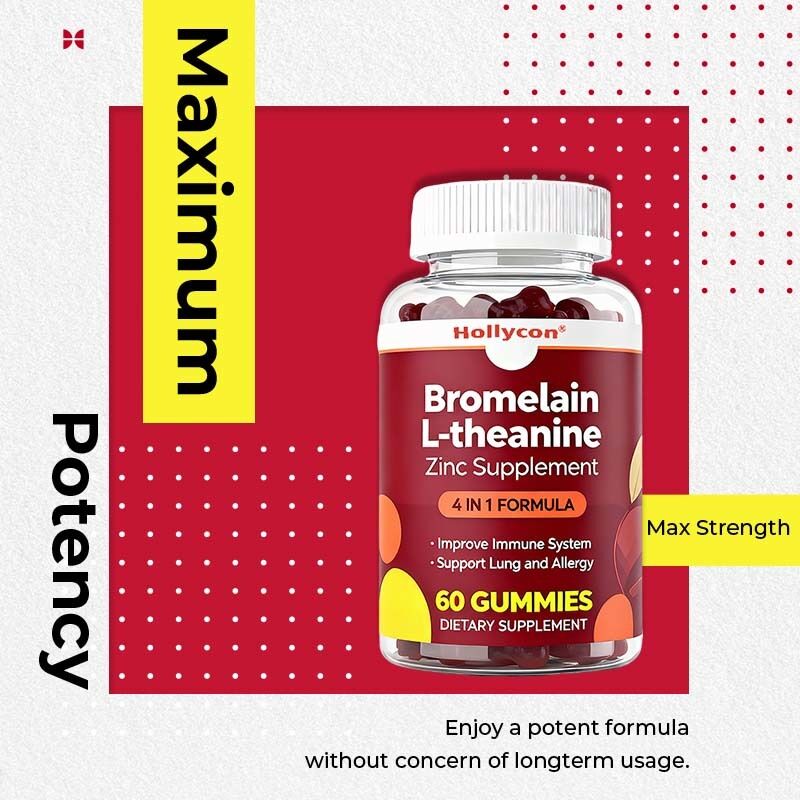 Privélabel Bromelaïne L-theanine Zink Supplement Veganische supplementen voor kinderen Volwassenen Quercetine Gummies