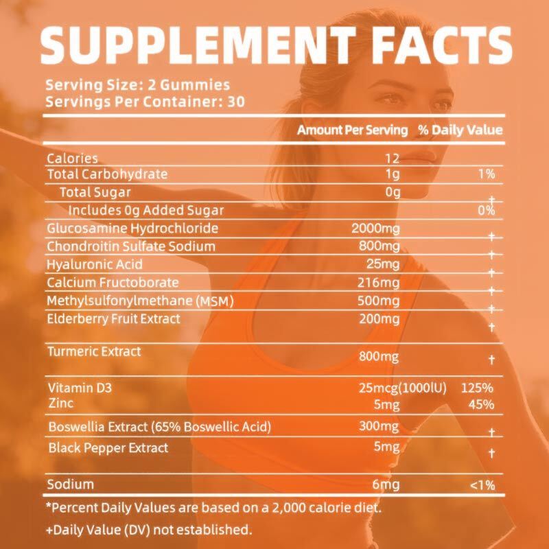 OEM Glucosamine Chondroïtine Gummies MSM Elderberry Extra Strength Joint Immun Support Supplement Glucosamine Chondroïtine