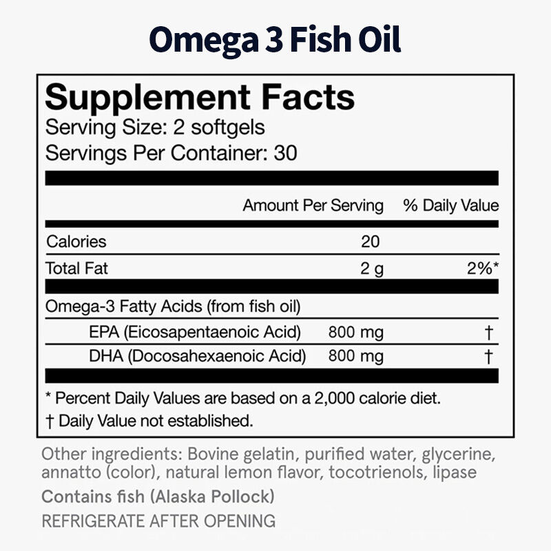 OEM dagelijkse visolie Omega 3 supplement voor vrouwen en mannen met EPA & DHA ondersteunt gewrichtsgezondheid Omega 3 visolie