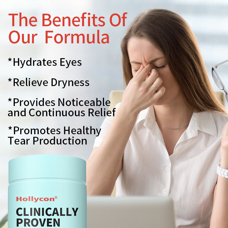 OEM Klinisch bewezen supplement droge ogen om ogen van binnenuit te hydrateren voor langdurige verlichting Verlicht droogheid Oogverzorgingssupplement