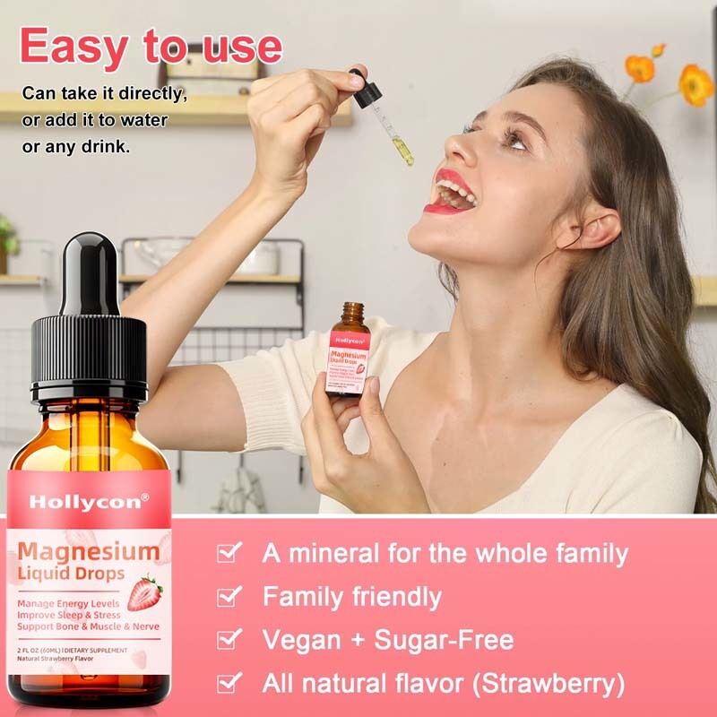 Hoge potentie Magnesium Complex Supplement voor het verbeteren van de slaap en het ondersteunen van botten en spiergroei Magnesium vloeibare druppels