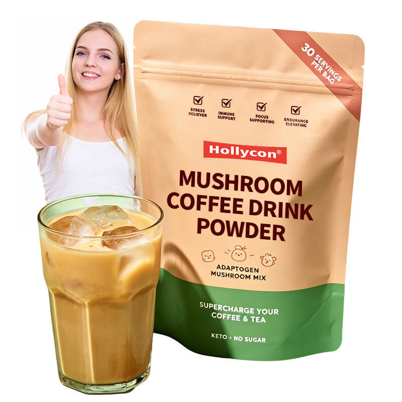 OEM/ODM Instant Mushroom Coffee Powder Custom Natural Wellness Blend Dagelijkse vitaliteit onderhoud Drinkpoeder