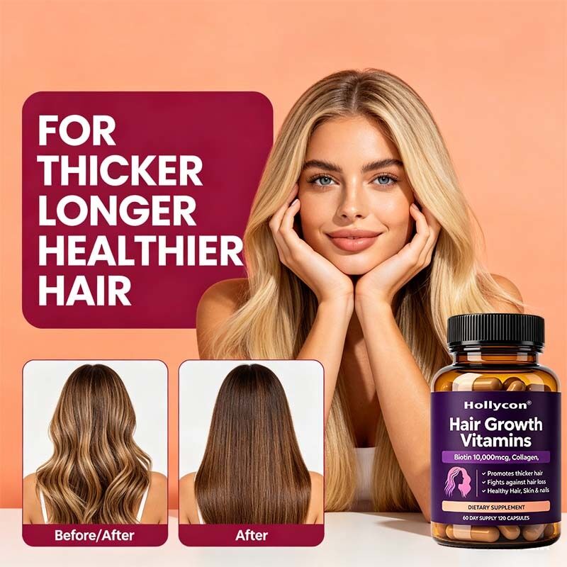 OEM/ODM haargroeivitaminen voor vrouwen met ondersteuning voor biotine, collageen, zaagpalmetto, sterker en gezonder haar, huid en nagels