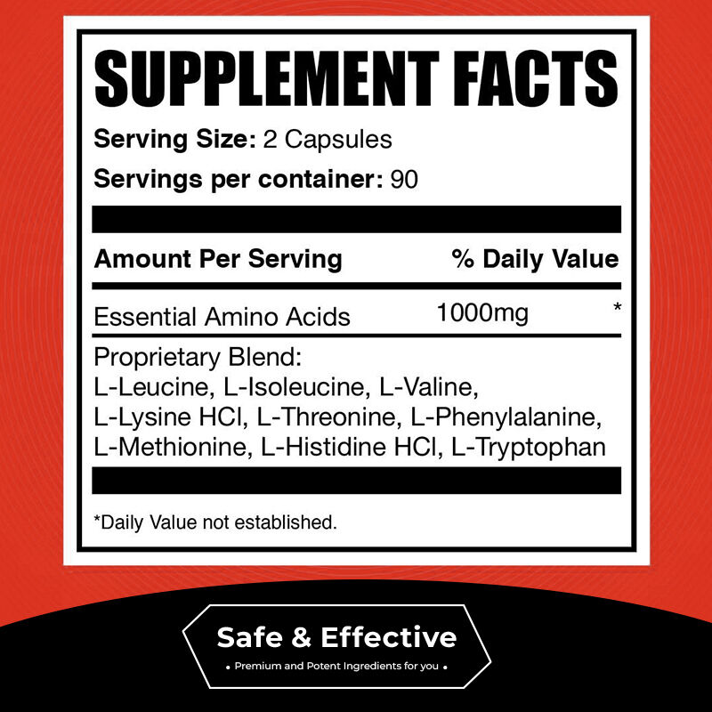 Essential Amino Acids (EAA) Capsules High Potency BCAA for Muscle Recovery Energy Focus & Lean Athletic Performance