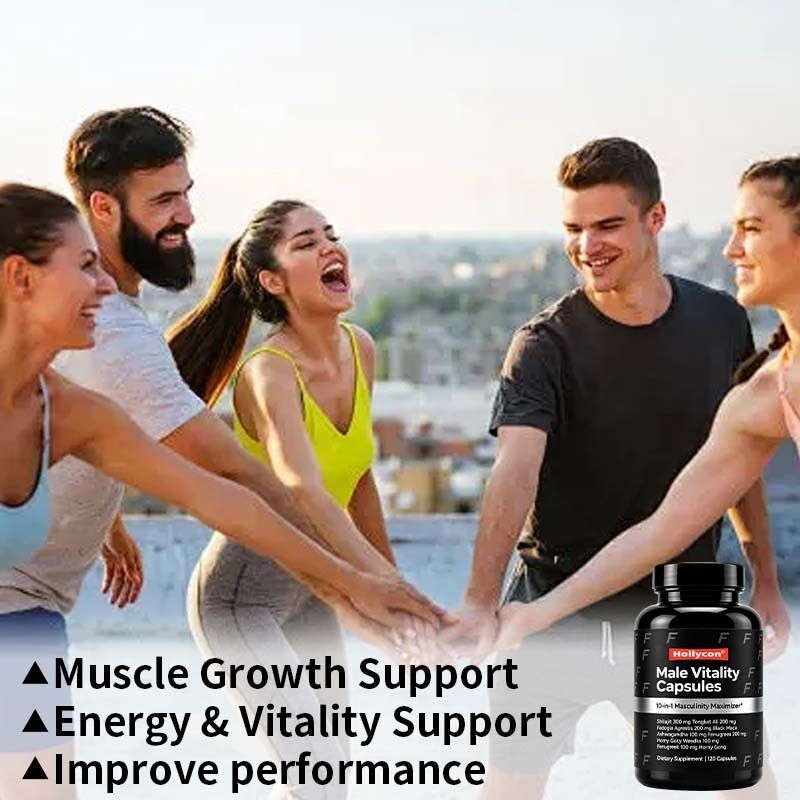 OEM/ODM-fabrikant mannelijke vitaliteitscapsules met Shilajit, Tongkat Ali en Fadogia Agrestis voor spier-, energie- en vitaliteitsondersteuning