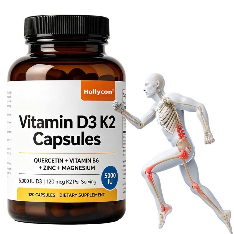Private label Vitamine D3 K2 capsules met vitamine B6, zink en quercetine ondersteunen energie, immuunsysteem, spiergezondheid voor mannen en vrouwen