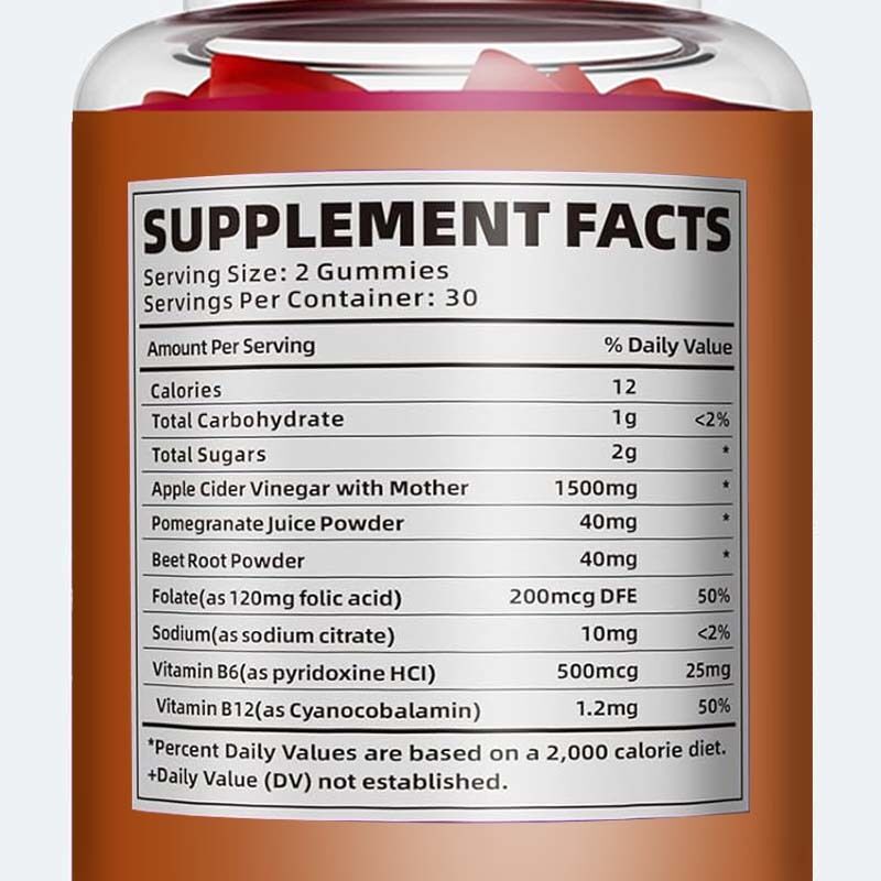 Advance Gewichtsverlies Supplement voor het stimuleren van energie Detox & Reinig haar en huid Vertering Ondersteuning Apple Cider Vinegar Gummies