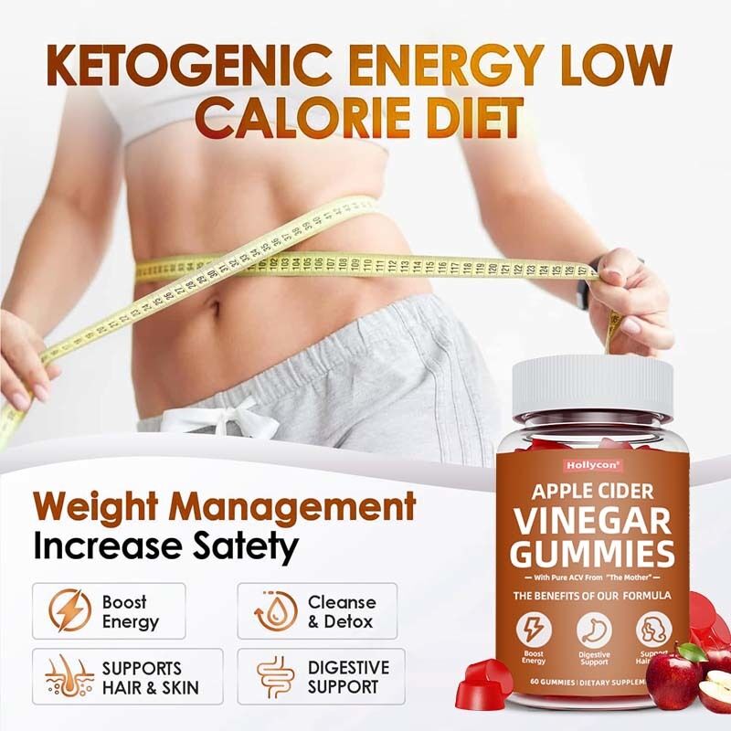 Advance Gewichtsverlies Supplement voor het stimuleren van energie Detox & Reinig haar en huid Vertering Ondersteuning Apple Cider Vinegar Gummies