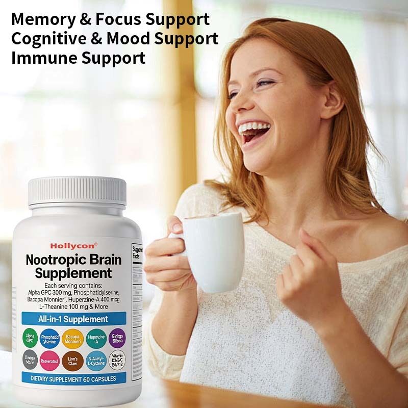 OEM Nootropic Brain Supplement met Alpha GPC, Phosphatidylserine & Bacopa Monnieri ondersteunt geheugen & focus cognitief & humeur