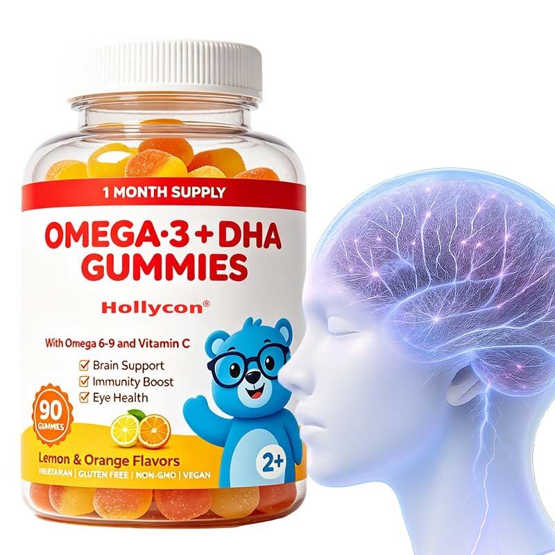 OEM/ODM-fabrikant Omega 3 Gummies voor kinderen ondersteunt hersen- en hartgezondheid, immuniteit, ooggezondheid met Omega 6 & 9, DHA