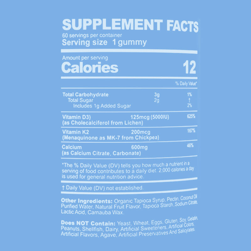 Customizable Flavor Vitamin D3 K2 & Calcium Gummies for Strong Bones & Healthy Joints with 24 Months Shelf Life