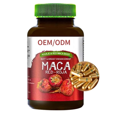 De Verhoging Aguaje van de uiteindeborst en Maca-de Capsulessupplement van Maca van Wortelpillen Rood
