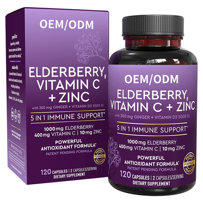 Vitamine C + Zink Anti-oxyderende Immuun van Vlierbescapsules voor Volwassenen