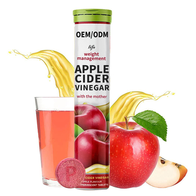 Biologische veganistische appelcider-azijn-bruistabletten voor gewichtsverlies, afslanken