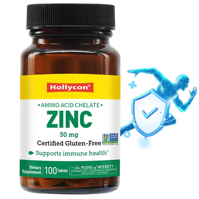 OEM & ODM Private Label Zink 50mg Aminozuurchelaat Tabletten 100ct Glutenvrij Gecertificeerd