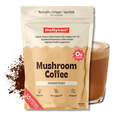 Biologische Instant Mushroom Coffee Met Collageen MCT Olie Vertering Gezondheidssupplement Champignons Koffiepoeder