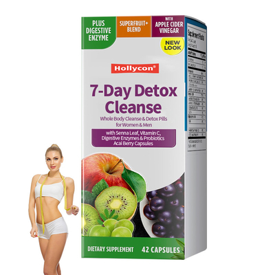 7-daagse ontgiftingsreiniging capsules met Senna blad vitamine C spijsverteringsenzymen probiotica acai bessen capsules