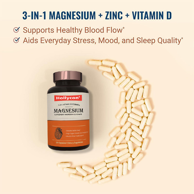 Leverancier Magnesiumglycinaat Capsules Magnesiumsupplement Helpt slapen Ondersteunt de gezondheid van de botten en het hart Versterkt het immuunsysteem