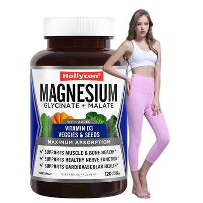 OEM Magnesiumglycinaat en malaatcomplex capsules voor botgezondheid Magnesium capsules