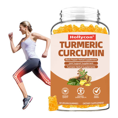 OEM Kurkuma Curcumine Gummies Met Gember Zwarte Peper Ondersteuning Immuun Huid En Gelen Gezondheid Voor Vrouwen Mannen Kinderen